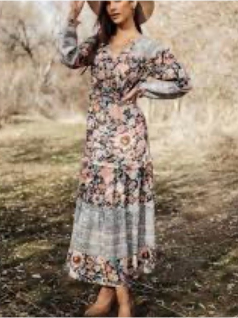 BÖHME S peasant long sleeve tiered patchwork skirt maxi dress